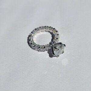 Vintage Style Sterling Silver Cubic Zirconia Eternity Band Size 7